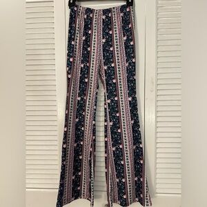 Girls stretchy floral flared pants